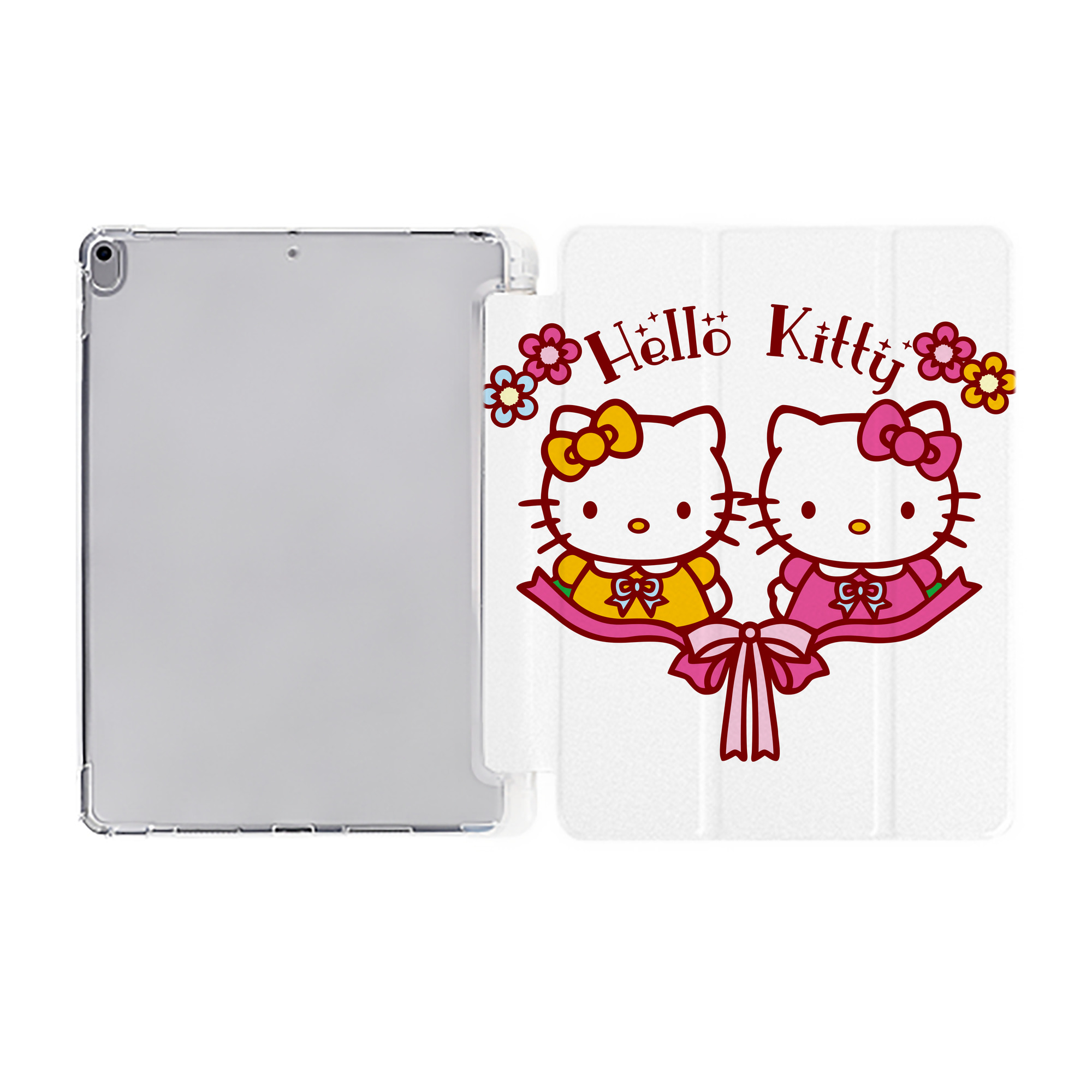 （画像用） Hello Kitty ハローキティ IPad ケース ペン収納付き 三つ折りスタンド PUレザー×シリコン 対応機種9.5/10.5/10.9インチ